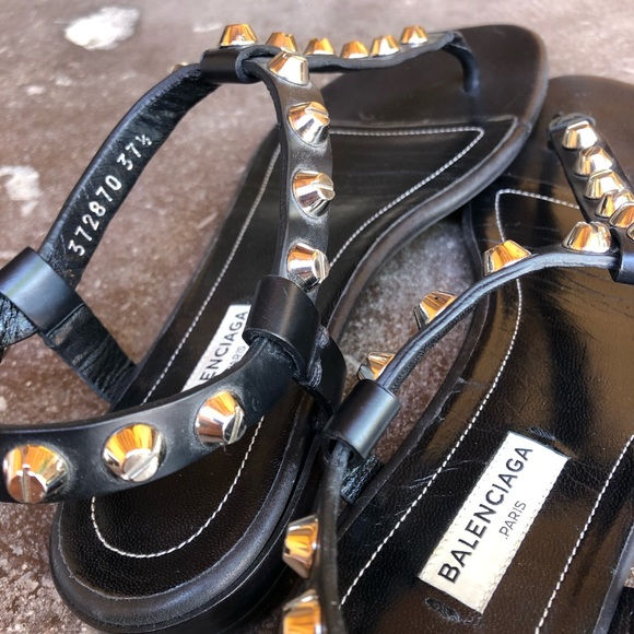 Balenciaga Black Studded Thong Sandal - Picture 4 of 7